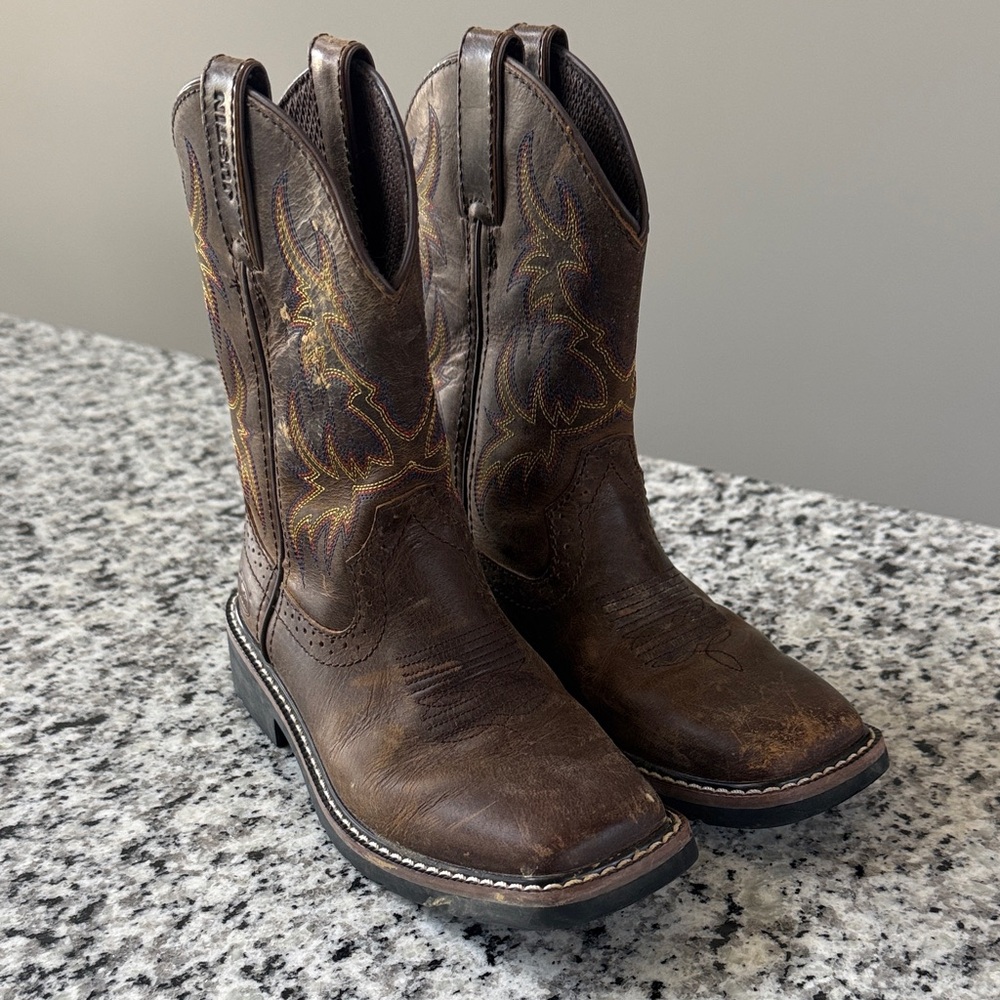 Justin  Brown Leather Western Cowboy Boots